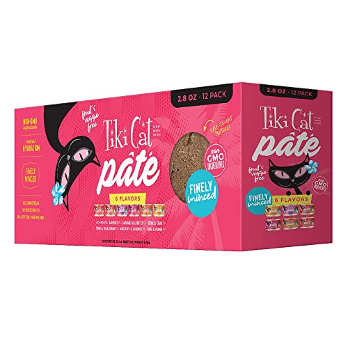 Tiki Cat Grill Pâté Variety Pack, Combinations of Real Flaked Fish, Wet High-Protein & High-Moisture Cat Food, 2.8 oz. Cans (Case of 12) - Variety Pack - 2.8 Ounce (Pack of 12)