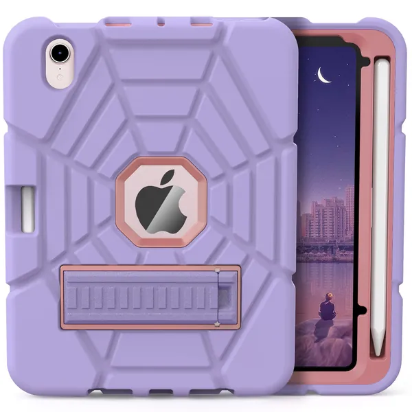 Grifobes iPad Mini 6 Case, iPad Mini 6th Generation Case for Girls, Heavy Duty Shockproof Rugged Cover with Pencil Holder Kickstand iPad Mini 6th Gen 8.3 inch 2021 Case for Girls (Purple+Pink) - PURPLE+PINK