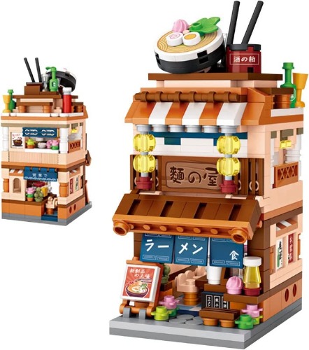 TAMEXI Japanese Street View Building Blocks House Toy, 412 Pieces Mini Shop Bricks, Display Construction Toys Building Kit for Kids Boys and Girls Age 6 and Up (Ramen House) - Ramen House