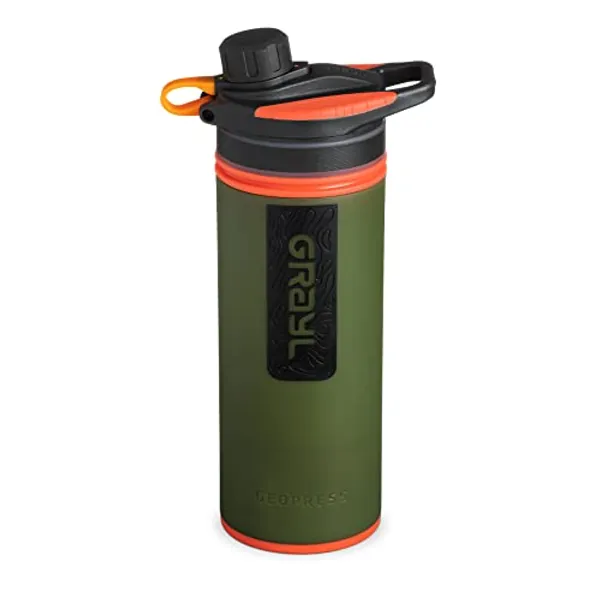 GRAYL GeoPress 24 oz Water Purifier Bottle - Filter for Hiking, Camping, Survival, Travel (Oasis Green)