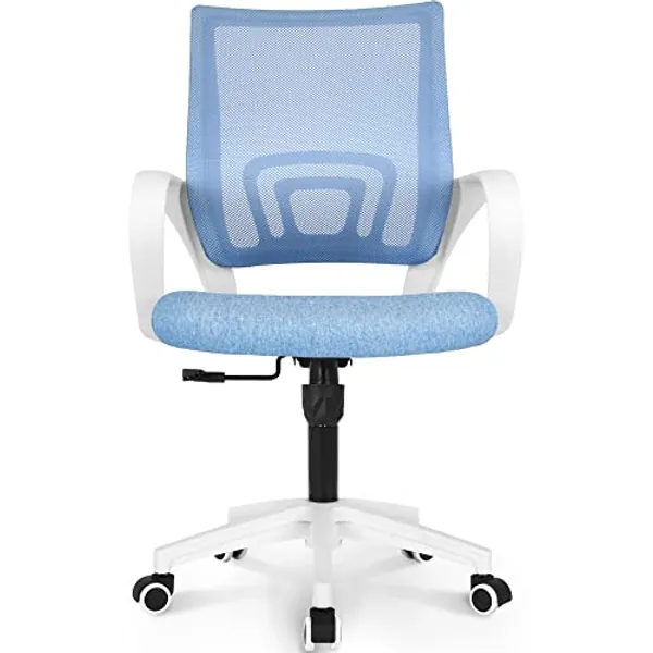 NEO CHAIR Office Chair Computer Desk Chair Gaming - Ergonomic Mid Back Cushion Lumbar Support with Wheels Comfortable Blue Mesh Racing Seat Adjustable Swivel Rolling Home Executive
