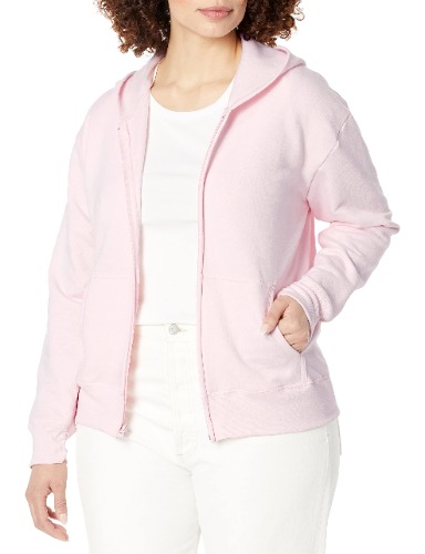 Hanes Women's EcoSmart Full-Zip Hoodie Sweatshirt - X-Large Pale Pink