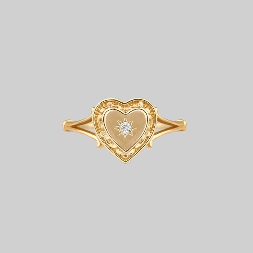 MY DARLING. Heart & Cubic Zirconia Ring - Gold | Gold / Medium