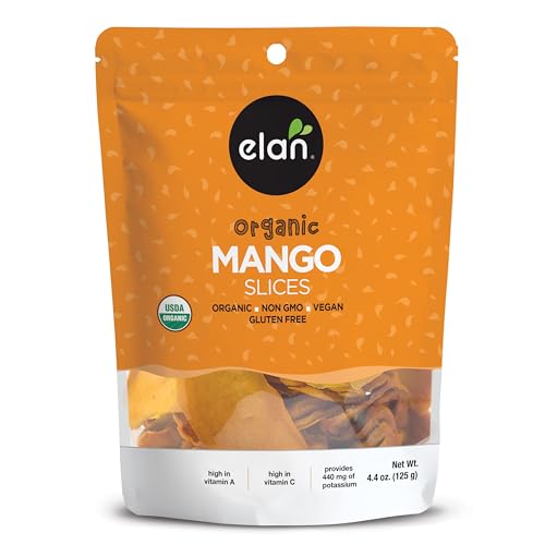 ELAN Organic Mango Slices, No Sugar Added, Non-GMO, Vegan, Gluten-Free, Kosher, 125 g - Mango Slices