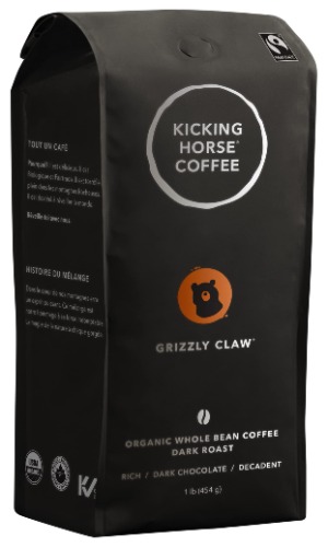 Kicking Horse Coffee, Grizzly Claw, Dark Roast, Whole Bean, 1 lb - Certified Organic, Fairtrade, Kosher Coffee - Grizzly Claw - Dark Roast 454 g (Pack of 1)