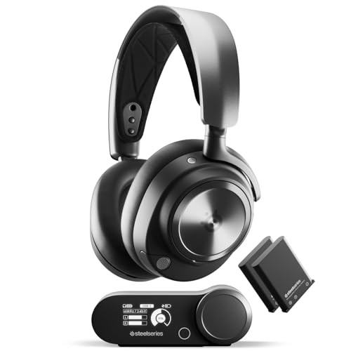 SteelSeries Arctis Nova Pro Wireless Multi-System Gaming Headset - Premium Hi-Fi Drivers - Active Noise Cancellation - Infinity Power System - Stealth Retractable Mic - PC, PS5/PS4, Switch, Mobile - Nova Pro PC | PlayStation - Black