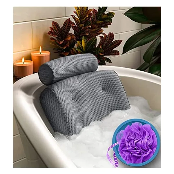 
                            Everlasting Comfort Bath Pillow - Supports Head, Neck and Back in Tub - Bathtub Cushion
                        