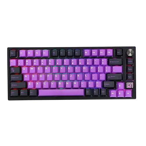 EPOMAKER TH80 SE Gasket 75% Mechanical Keyboard, NKRO Hot Swappable RGB 2.4Ghz/ Bluetooth 5.0/ Wired Gaming Keyboard with Poron/EVA Foam, 4000mah Battery (Black Purple, Gateron Pro Yellow) - Gateron Pro Yellow - Black Purple