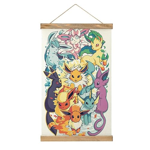 Generic Anime Poster Wall Hanging Scroll Wooden Frame Poster Canvas Wall Art For Bedroom Decor 13x20in, style
