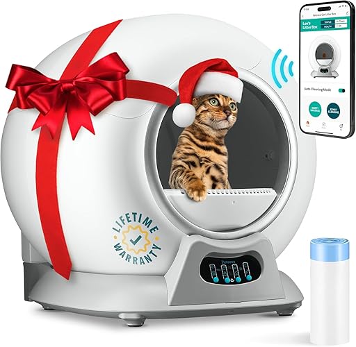PetCove Self Cleaning Litter Box, Automatic Cat Litter Box Self Cleaning for Multiple Cats, Robot Automatic Litter Box Scoop Free Covered Ultra Cleaning -Odor Removal -APP Control Smart Litter Box