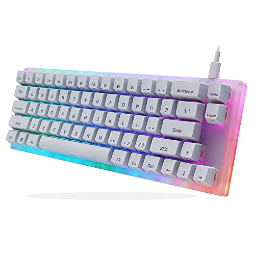 Womier K66 60% Mechanical Keyboard, Hot Swappable Tyce-C Wired RGB Backlit Gateron Switch 60% Mechanical Keyboard for PC PS4 Xbox (Yellow Switch,White) - Yellow Switch,White
