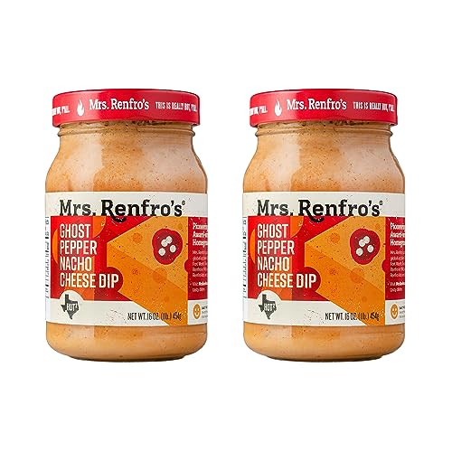 Mrs. Renfro’s Ghost Pepper Nacho Cheese Dip – Gluten Free (16-oz. jars, 2-pack) - 1 Pound (Pack of 2) - Ghost Pepper