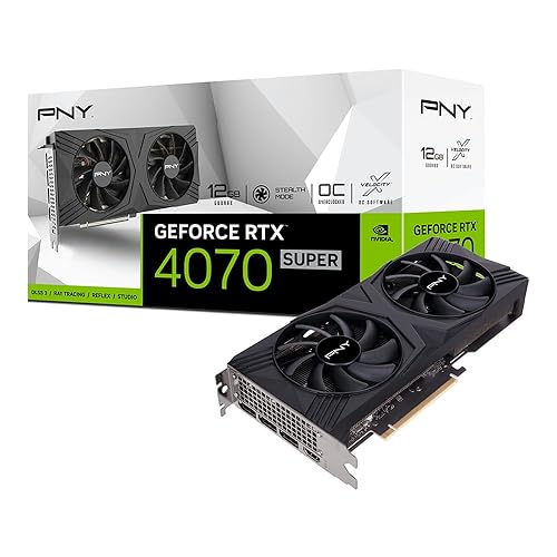 PNY GeForce RTX™ 4070 Super 12GB Verto™ OC Dual Fan Graphics Card DLSS 3 (NVIDIA GeForce SFF-Ready, 192-bit, GDDR6X, PCIe 4.0, HDMI/DisplayPort, Supports 4k, incl. Adapter, 2 Slot) - Duan Fan OC