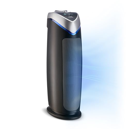 GermGuardian HEPA Air Purifier for Home, Large Room Air Purifiers with HEPA Filters, Removes 99.97% Pollutants, UV C, AC4825E, Gray - 1PK - Black