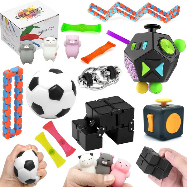 OKSANO Zappel-Würfel-Spielzeug 13 Stück Zappelspielzeug für Angstzustände Stressabbau Erwachsene, Sensorische Anti-Stress-Hilfe Zappelspielzeug Kinder Fidget Zwölfeck Unendlichkeitswürfel Spielzeug - 