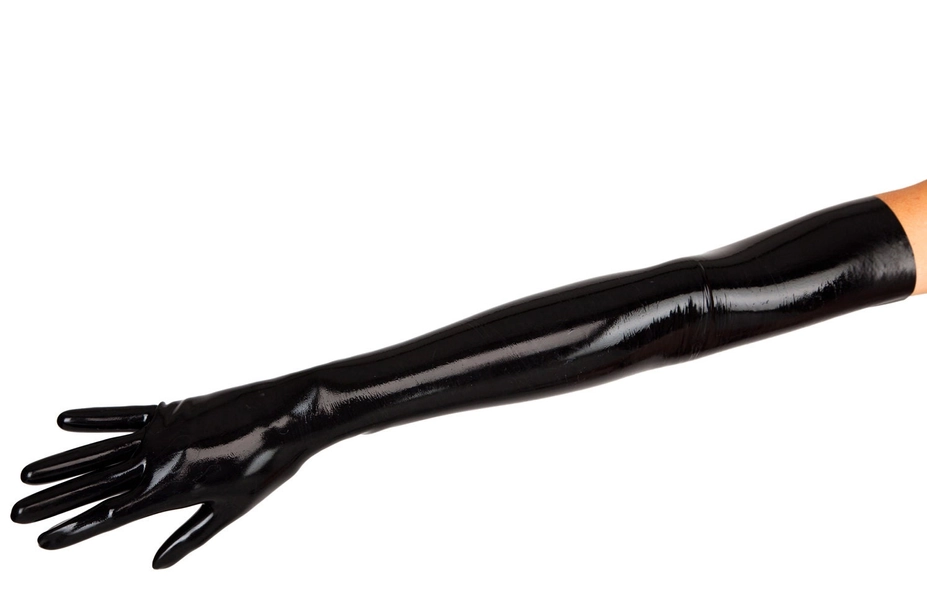 Long black gloves made of molded latex