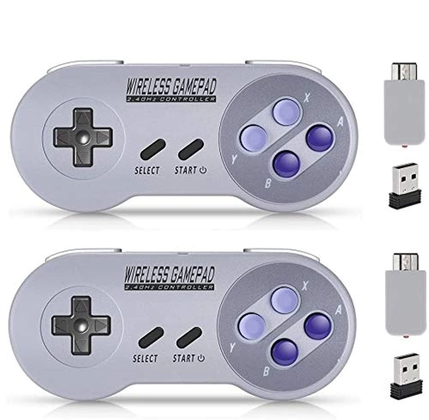 Wireless Controller for SNES Classic Edition（Mini）/NES Classic Edition, Gamepad with USB Wireless Receiver Compatible with Switch, Windows,iOS,Liunx,Android Device (2 Packs) by ipremium（Not Work with Copied Console）