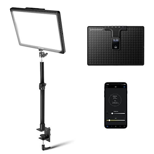 NEEWER 15.5" Key Light Streaming Light, Video Light with PC Mac Control & iOS Android APP, 2800lm GL1 LED Panel Light with Desk Clamp Compatible with Elgato Stream Deck for Gaming Zoom YouTube, Black - Black
