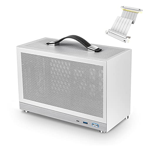 S300 - Mini-ITX PC Gaming Case - Front I/O USB 3.0 Type - C Port - SFX Power Supply 100-130mm -Cable Management System - luminum Mini-ITX Motherboard Small Portable PC Case (PCIe 3.0 16X Riser Cable) - S300 White