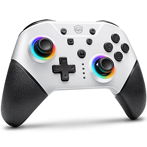 NYXI Chaos Pro controlle with Hall Joystick, Switch pro Controller Wireless for Nintendo Switch/Lite/OLED, Hall Effect Controller with RGB Light, Programmable, Turbo, Vibration, Wake Up - White
