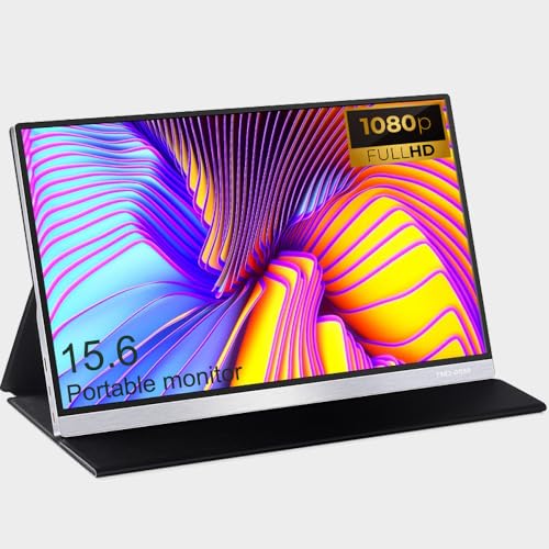 GODETON Portable Monitor 15.6 inch Ultra-Slim IPS Display HDR Plug&Play,FHD 1080P USB C HDMI Aluminium Alloy housing Speakers External Monitor for Laptop PC Phone Mac Xbox (15.6-inch, Silver) - 15.6-inch - silver