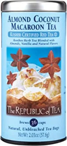 The Republic Of Tea Almond Coconut Macaroon Red Rooibos Herbal Tea, 36 Tea Bag Tin