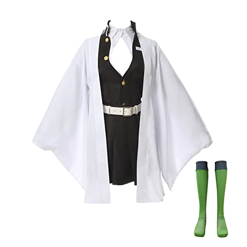 CR ROLECOS Tanjirou Zenitsu Giyuu Cosplay Costume Anime Cosplay Kimono Outfit - X-Large - White