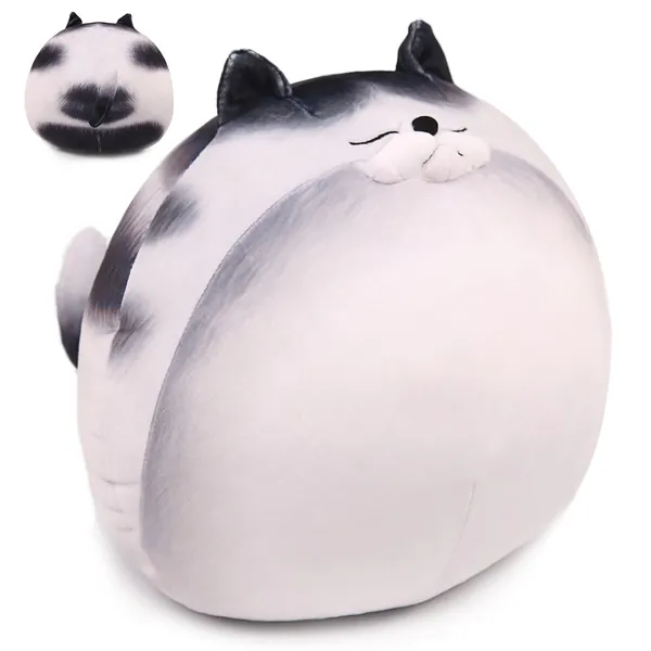 ARELUX 21.7" Chubby Cat Plush Pillow, Cute Fat Kitty Stuffed Animal Soft Kitten Adorable Hugging Pillow Anime Squishy Plushies, Kawaii Funny Toy Birthday Xmas Gift for Kids Toddler Adults Boys Girls