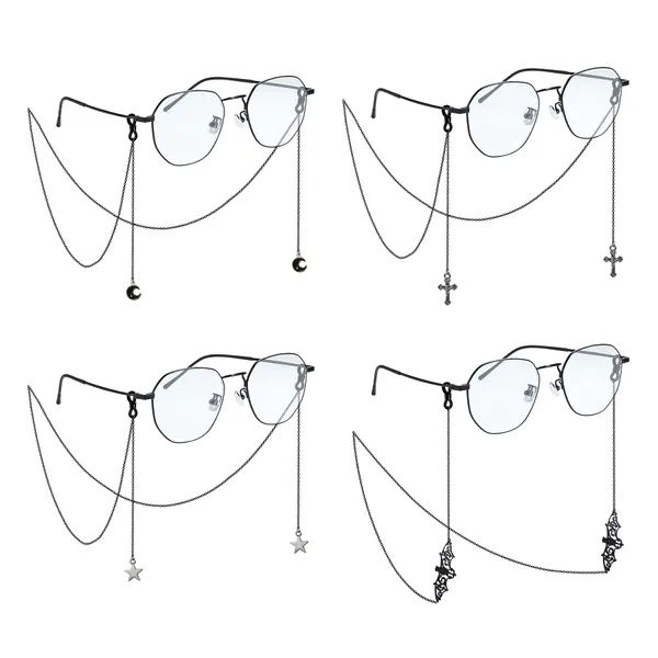 sailimue 4 Pcs Goth Glasses Chain for Women Men Sunglass Eyeglass Chains Black Bat Eyeglasses Chain Eyeglass Strap Holder