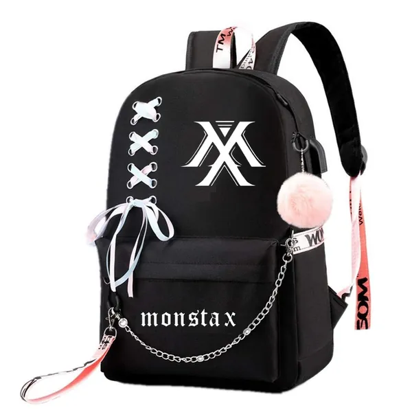 JUSTGOGO Korean KPOP MONSTA X TWICE GOT7 SEVENTEEN Backpack Daypack School Bag Mochila Bookbag