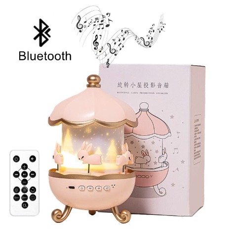 Bunny Carousel Projector Night Light - Bluetooth + Remote Style