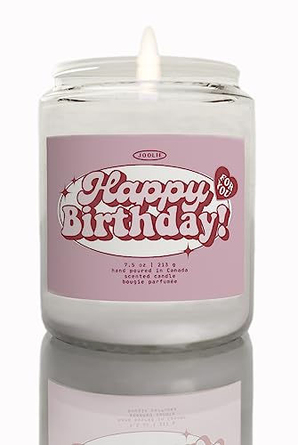 JOOLIE Happy Birthday Candle | Birthday Cake Scented Candle for Home | Soy Blend Candles | 7.5 oz 40 Hour Burn | Phthalate-Free Fragrance Oils (Happy Birthday) - Happy Birthday