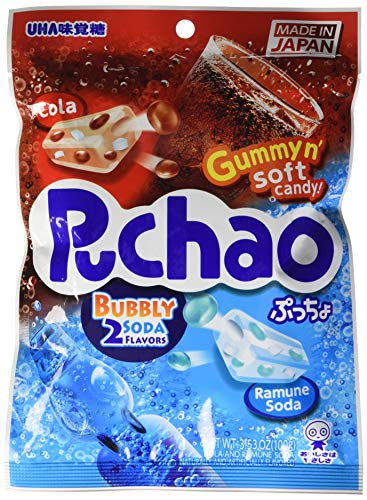 Puchao Japanese Gummy and Soft Candy, Cola & Soda Bag, 100g