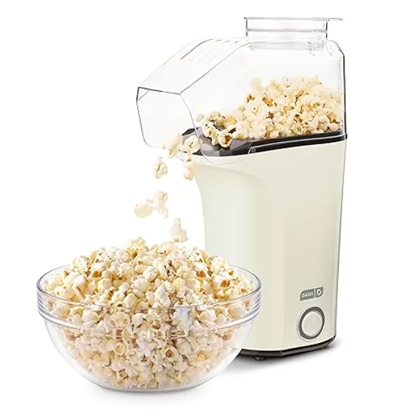 DASH Hot Air Popcorn Popper Maker with Measuring Cup to Portion Popping Corn Kernels + Melt Butter, 16 Cups - White - White