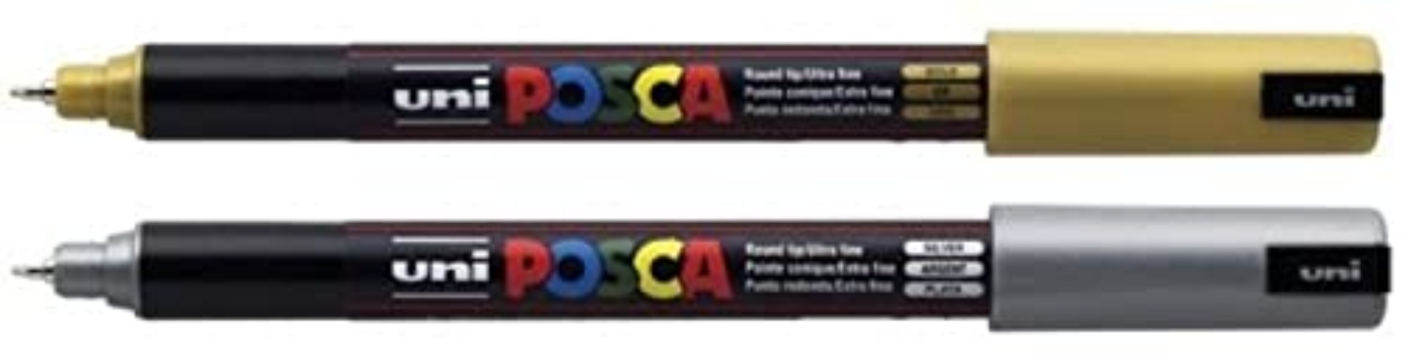uni-ball POSCA PC-1MR TWIN PACK MARKER PENS GOLD & SILVER - 1 of each