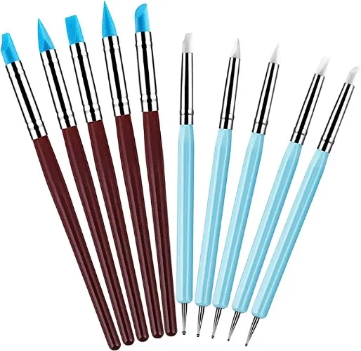 Yasmous 10Pcs Clay Sculpting Tools Set Silicone Clay Modelling Tools Polymer Clay Tools for Pottery Sculpture Cake Fondant Decoration, blue