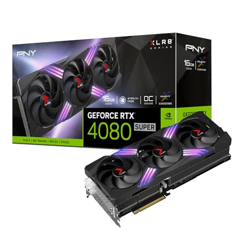PNY GeForce RTX™ 4080 Super 16GB XLR8 Gaming Verto™ Epic-X RGB™ OC Triple Fan Graphics Card DLSS 3 (ARGB, 256-bit,PCIe 4.0, GDDR6X, HDMI/DisplayPort, incl. Adapter & Support Bracket, 3.5 Slot) - ARGB OC