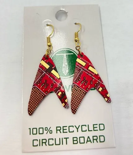 100% Recycled Circuit Board Star Trek Earrings