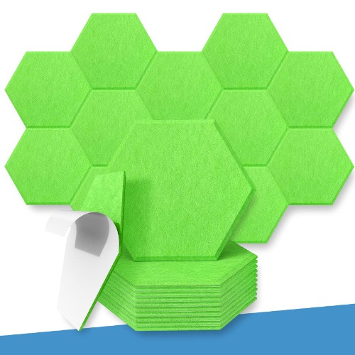 12 Pack Self-adhesive Hexagon Acoustic Panels Beveled Sound Proof Foam Panels, 12"X12"X 0.45" High Density Sound Proofing Padding for Wall, Acoustic Treatment for Studio, Home,Office