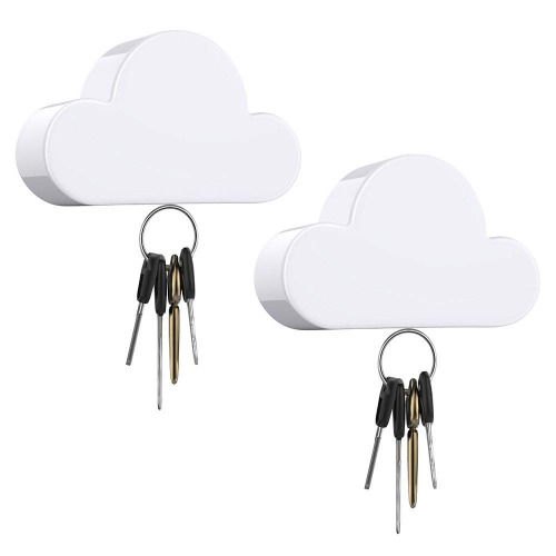 Dadanism Magnetic Keys Holder [2 Packs]Key Hooks with Adhesive Cute Key Hook Organizer Wall Hanger Key Chains Hook Rack Organizer Perfect for Door Entryway Decorative Wall Mount Holder for Key - White