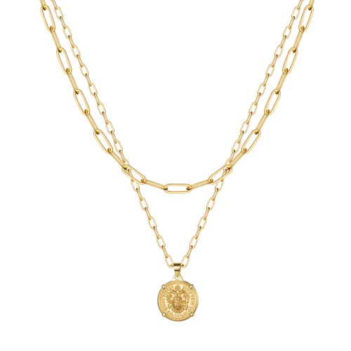 MONOOC Gold Necklace for Women, Gold Layered Necklaces for Women Snake Chain Choker Necklace Snake Chain for Women Gold Snake Chain Necklaces for Women Jewelry - "Oval Link&Medallion "