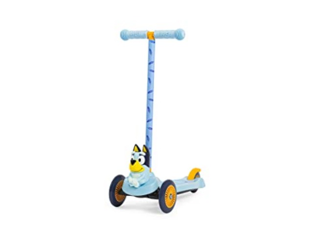 Character Scooter for Kids Ages 3-5 - Extra Wide Deck & Foot Activated Brake, 3 Wheeled Self Balancing Kids Toys for Boys & Girls, Choose Your Favorite Character - Bluey - 3 Wheel Scooter