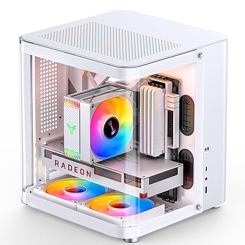 JONSBO TK-1 White Micro ATX Mini Tower Computer CASE, Hyperboloid Glass Design, Separated Cabinet Structure, Al Alloy Shell Matx Desktop PC Case, Support ATX Power supply/240 AIO, White - TK-1 White