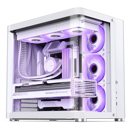 JONSBO TK-2 White ATX Mid-Tower Pc Case,Hyperboloid Glass Design, Separated Cabinet Structure, Al Alloy Shell Desktop Computer Case, Support BTF Motherboard/ATX Power supply/360 AIO,White - TK-2 White