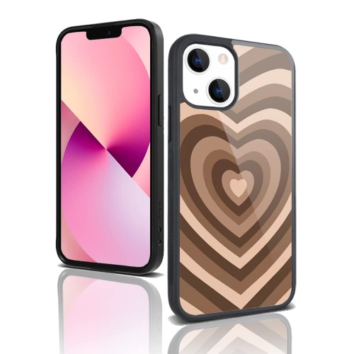 LALAPOPO Brown Love Heart Pattern Designed Case for iPhone Xs Max, Cute Design Shockproof Protective [Hard PC Back TPU Flexible Frame] Trendy Cover Case for Women Girls