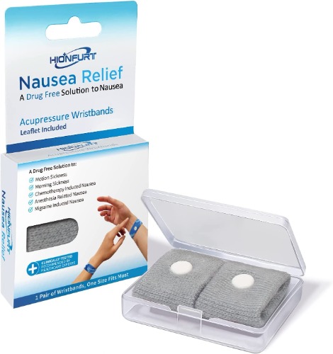 Hionfurt Motion Sickness Bands Anti Nausea Wristband for Adult and Kids Morning Sickness Relief for Pregnant Women Acupressure Nausea Relief for Car, Sea, Air Sickness - 1 Pair Random Color - 1 Pair A.2 Random