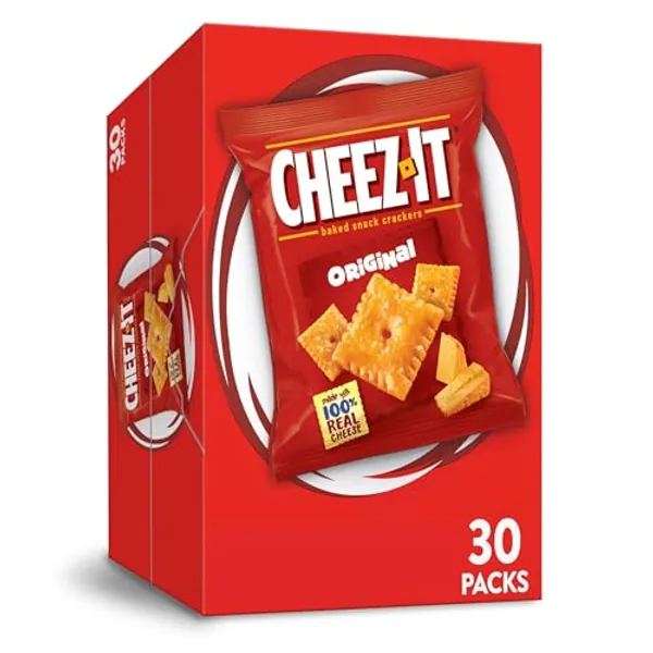 Cheez-It Cheese Crackers, Baked Snack Crackers, Lunch Snacks, Original, 30oz Box (30 Packs)