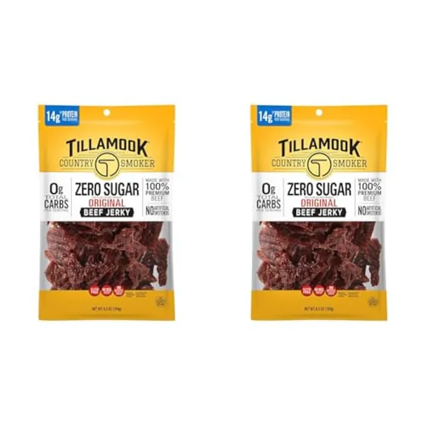 Tillamook Country Smoker Keto Friendly Zero Sugar Beef Jerky, Original, 6.5 Ounce (Pack of 2)