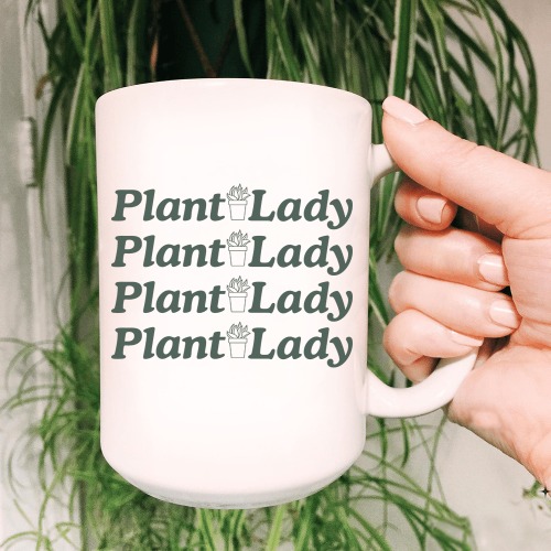Plant Lady Ceramic Mug 15 oz - White / One Size