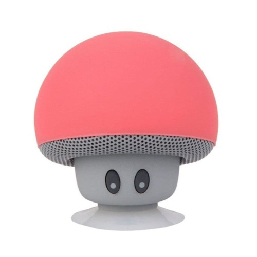 Portable Wireless Mushroom Bluetooth Speakers with Built-in Mic and Suction Cup - Red